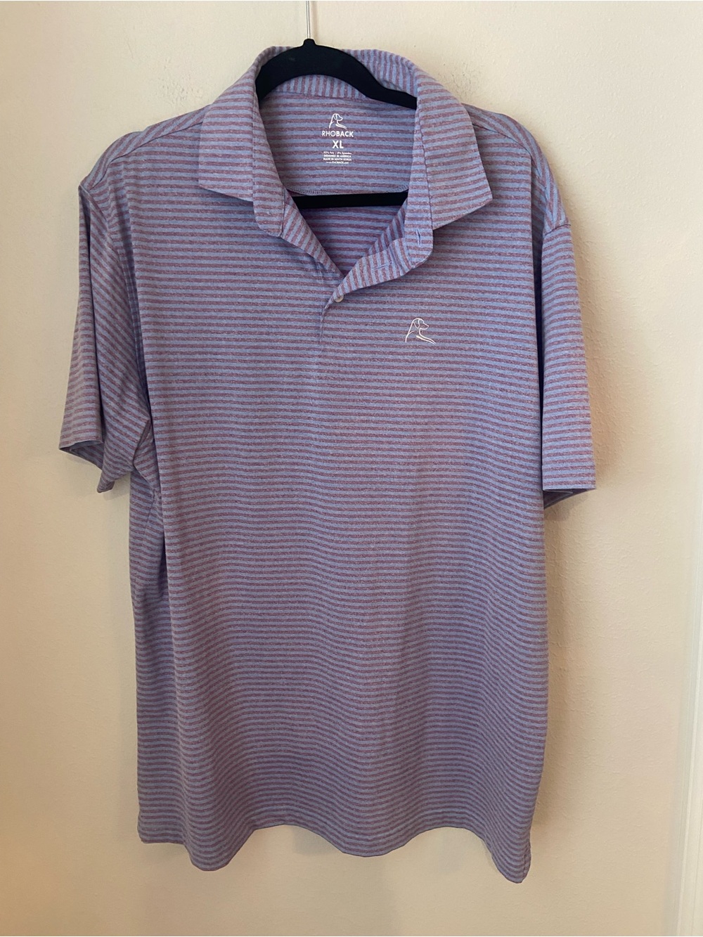 Rhoback The Barts Heather Stripe Performance Polo Men’s XL Purple Blue